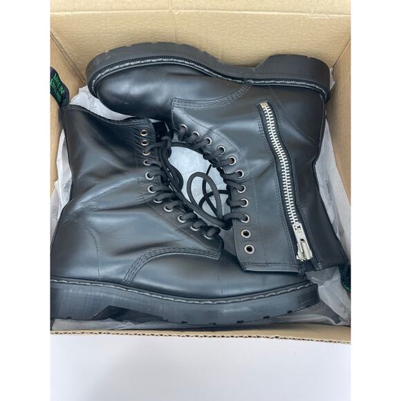 Solovair 11-Eye Derby Boot Inside Zip Black Womens 8 Mens 7 - Picture 14 of 15